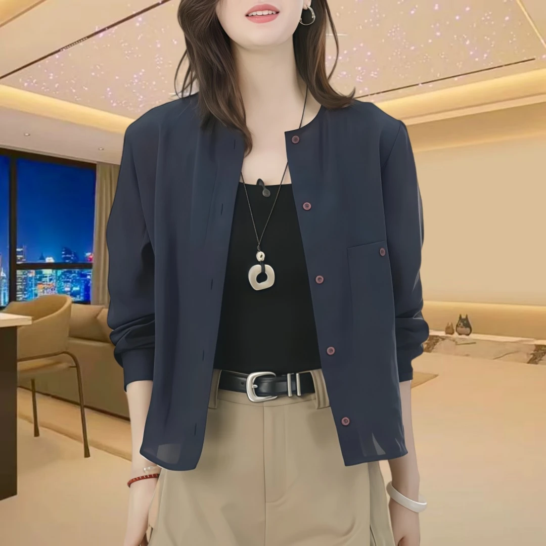 醋酸薄款衬衫女装短款2025夏新款韩版时尚小个子百搭防晒天丝衬衣