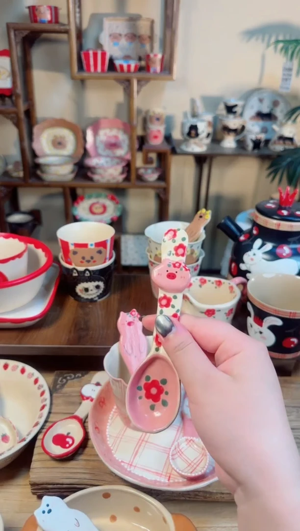 陶瓷猪猪勺子【十里高温釉下彩陶瓷】