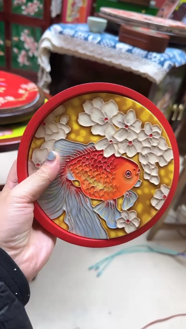 陶瓷15圆红盘 红鱼