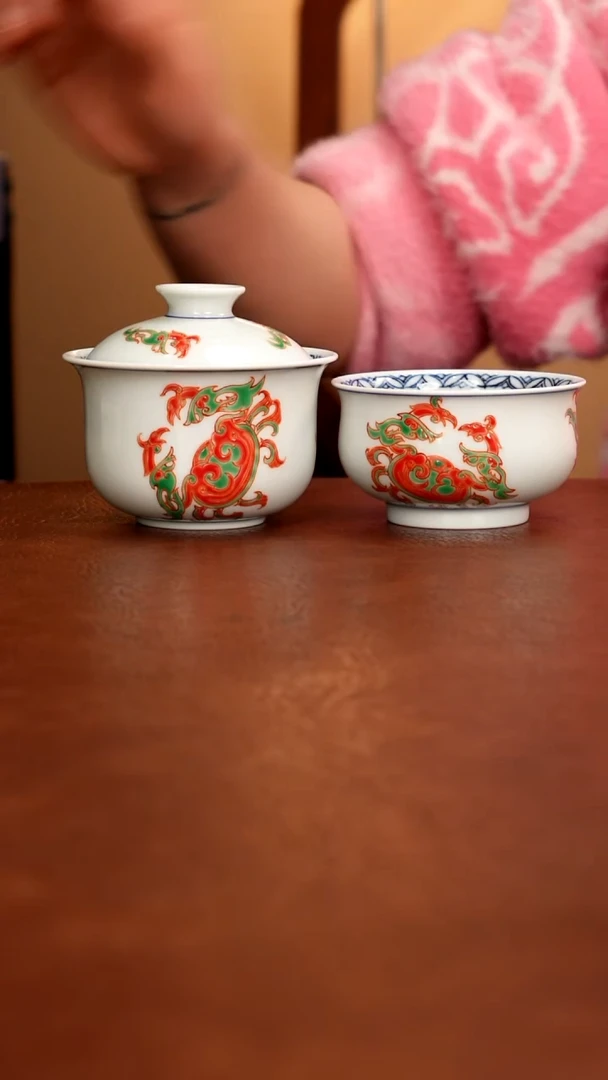 摆件陶景德镇瓷器，青花瓷手绘茶具~
