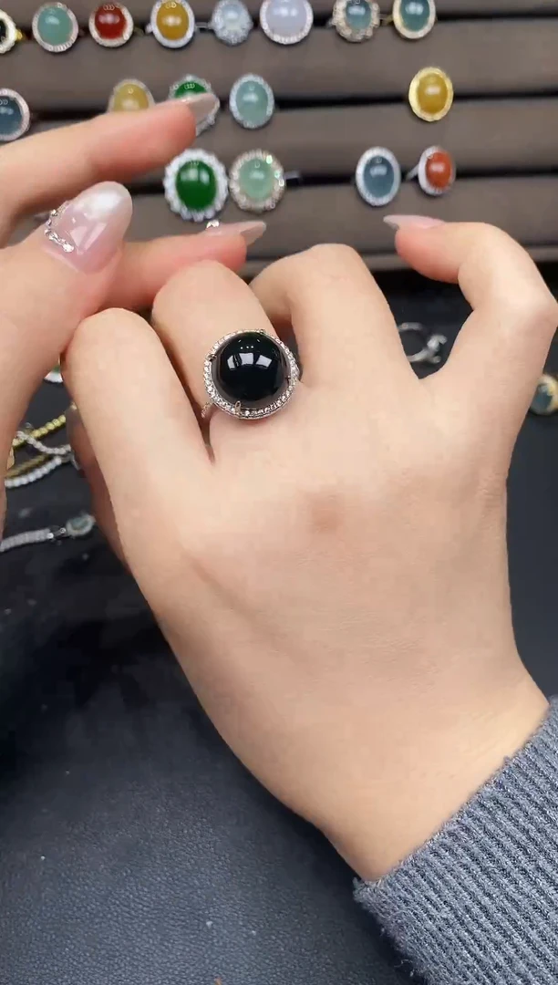 银S925镶嵌戒指翡翠783999