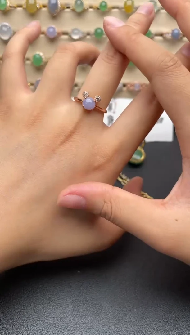 银S925镶嵌戒指翡翠一物一证一礼盒