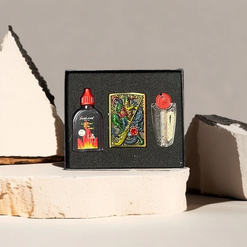 【Y26三件套】164-义薄云天套装煤油打火机潮流（自行加油）-火花优