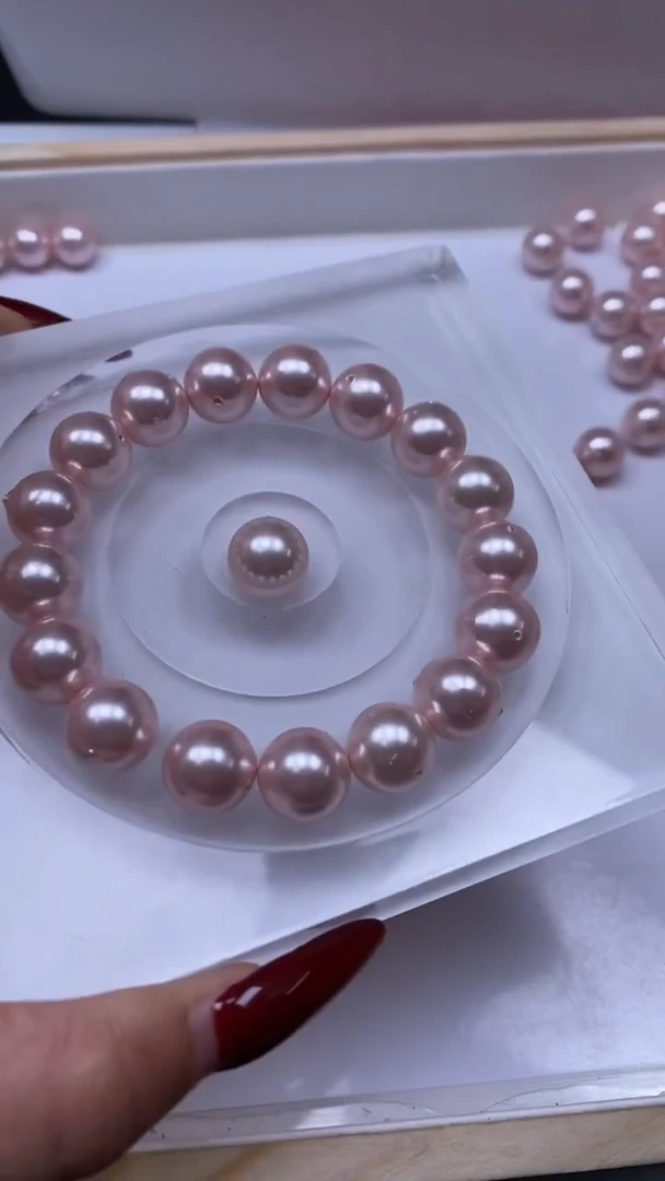 未镶嵌散珠拼合珍珠（马贝珠）B764 粉贝珠12mm5个8元