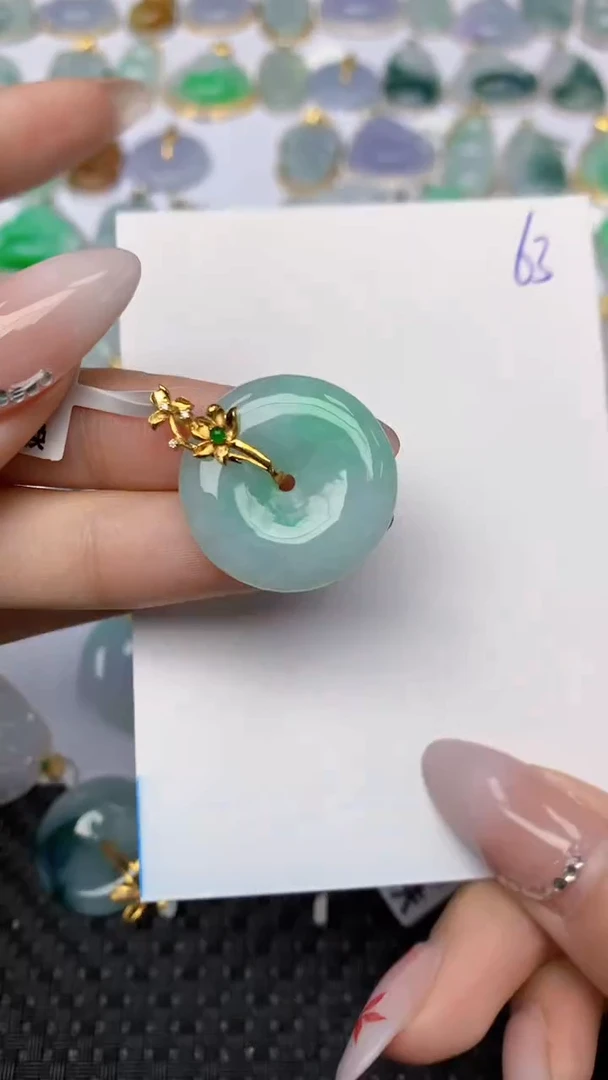 【闪购商品】翡翠颈饰18K金镶嵌天然翡翠A货 63