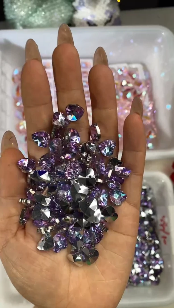 玻璃2577卡10华子爱心100颗高端紫