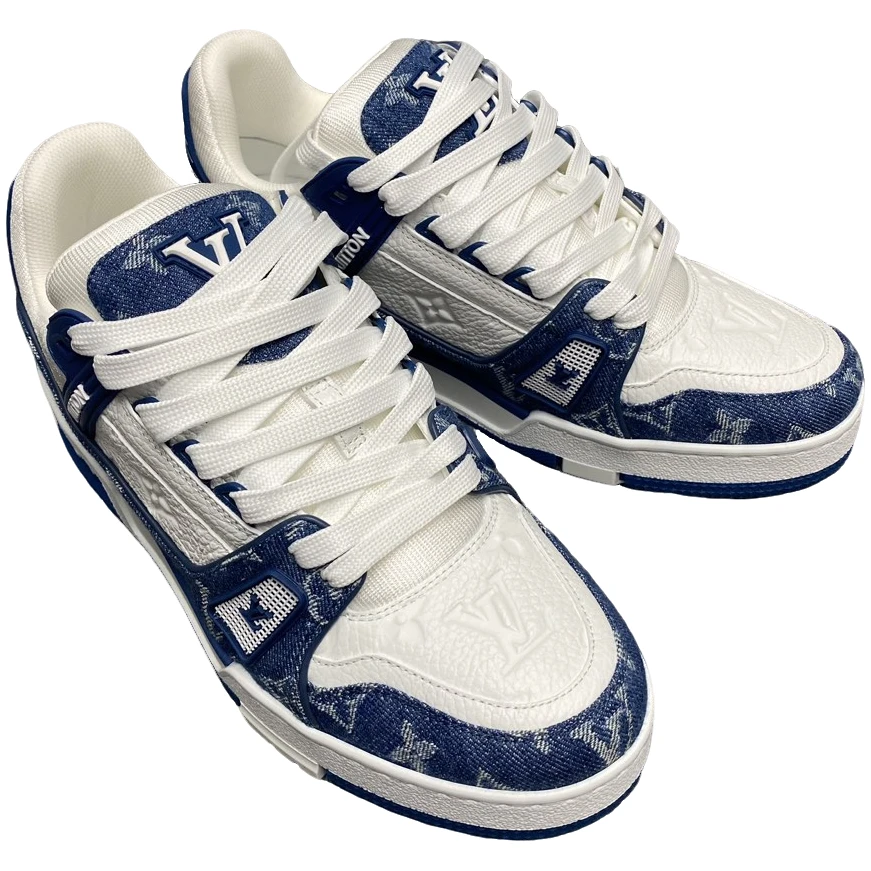 全新未使用 LouisVuitton/路易威登 男士Trainer蓝白休闲鞋115405