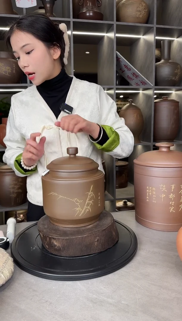 【闪购商品】罐本陶手作坭兴陶1.5斤竹节罐手工痕迹微瑕