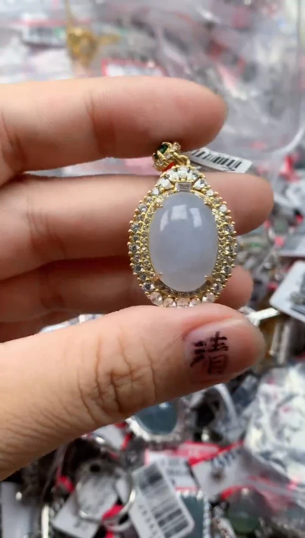 银S925镶嵌戒指翡翠天然A货缅甸翡翠