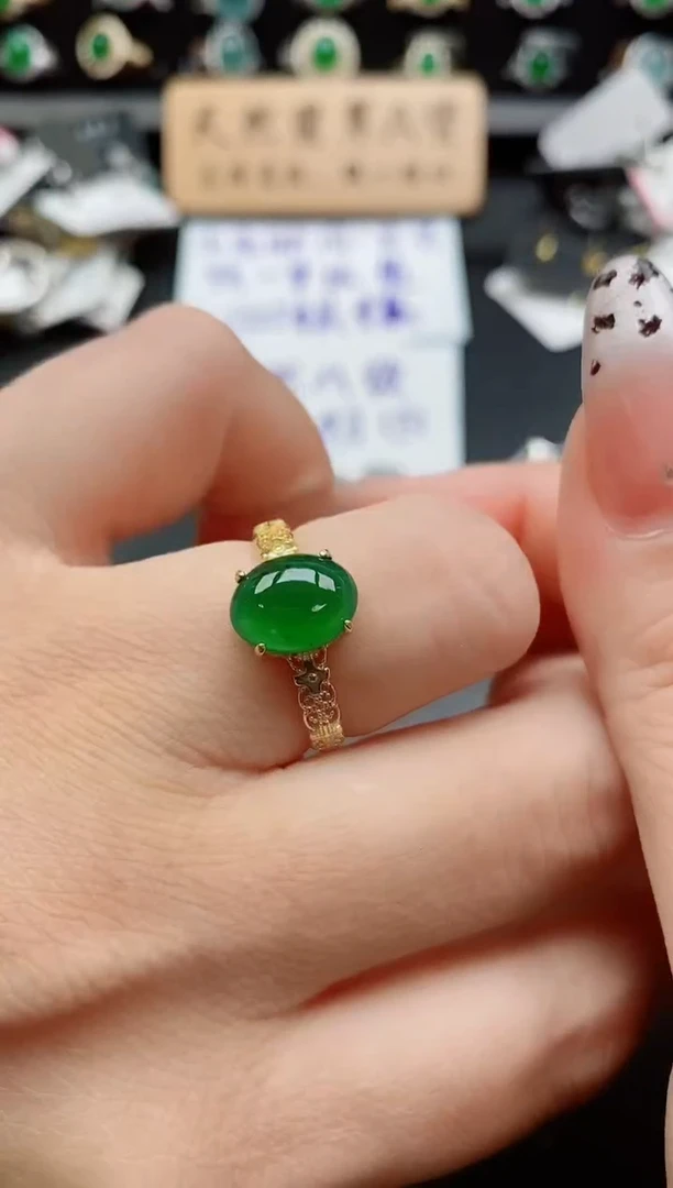 银S925镶嵌戒指翡翠1