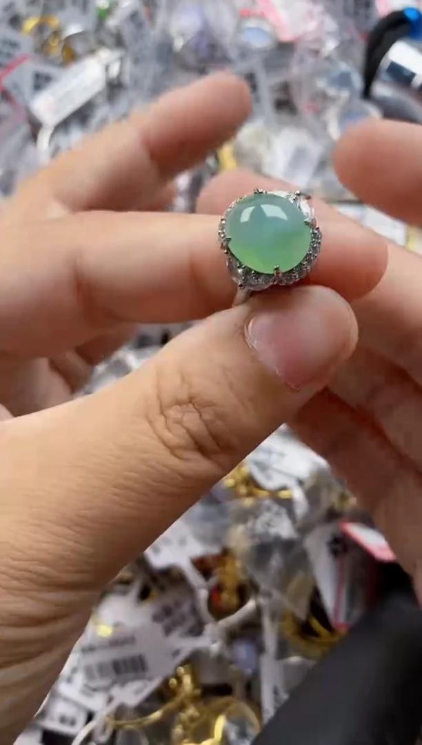 翡翠戒指银S925镶嵌11  11    7