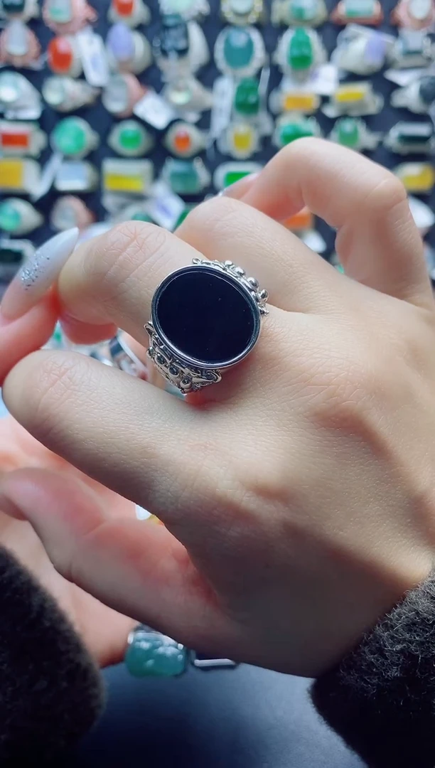 未镶嵌戒指翡翠T***o天然翡翠A货男戒