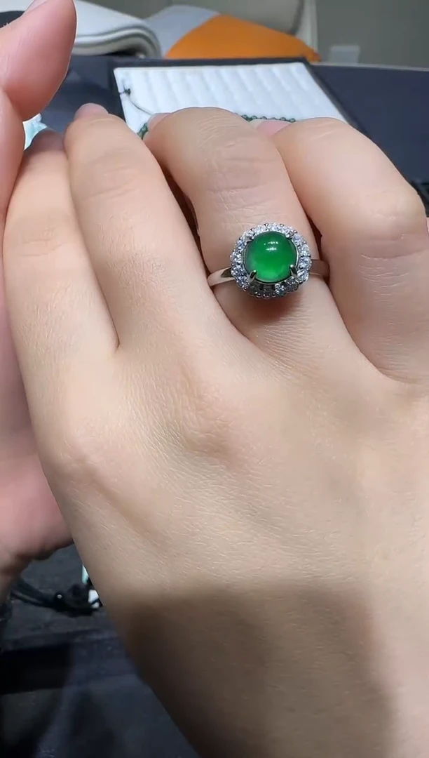 【闪购商品】翡翠戒指银S925镶嵌蛋面戒指