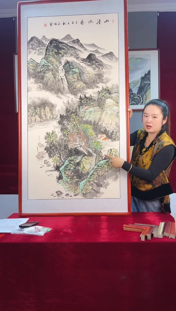 国画手绘山水163*83尺寸