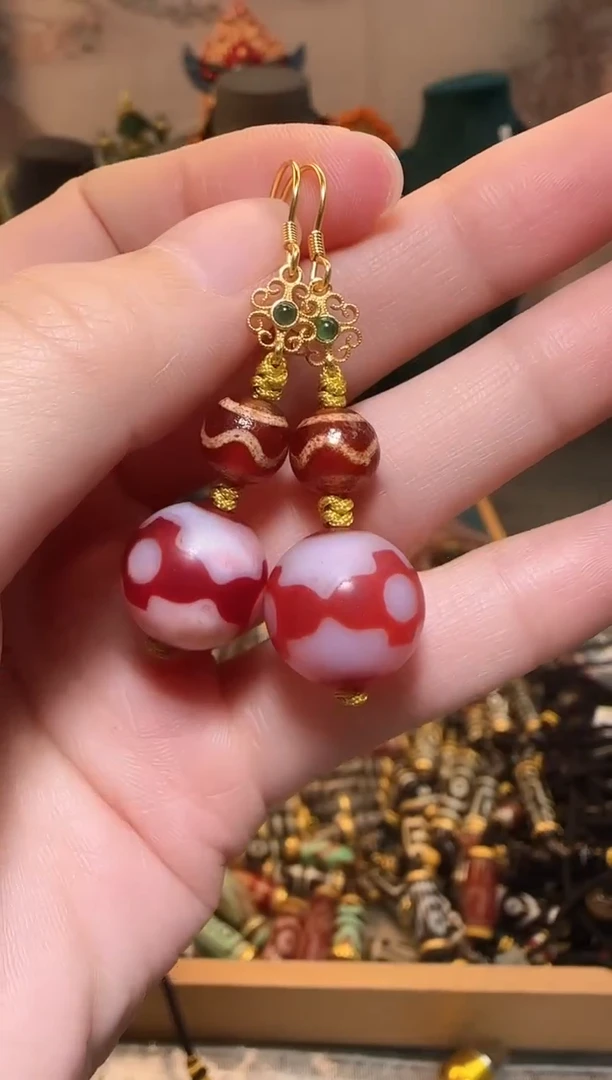 【闪购商品】玛瑙吊坠银S925镶嵌耳饰