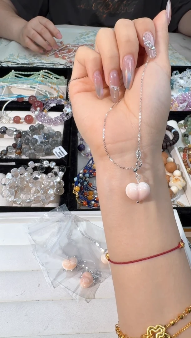 水晶手链银S925镶嵌K004女王屁桃项链