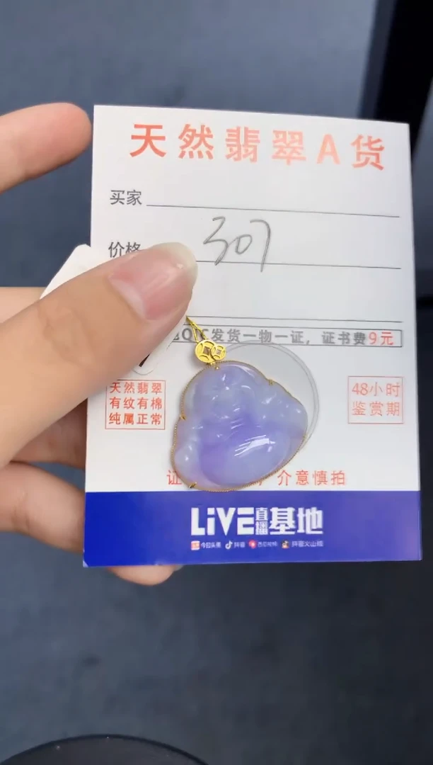颈饰18K金镶嵌翡翠天然缅甸A货翡翠