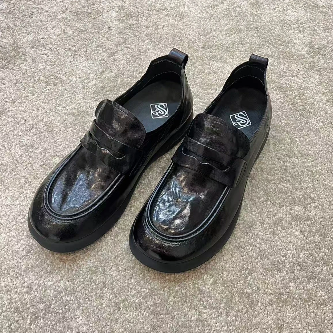 低帮休闲真皮豆豆鞋男鞋时尚黑色单鞋男款休闲鞋商务