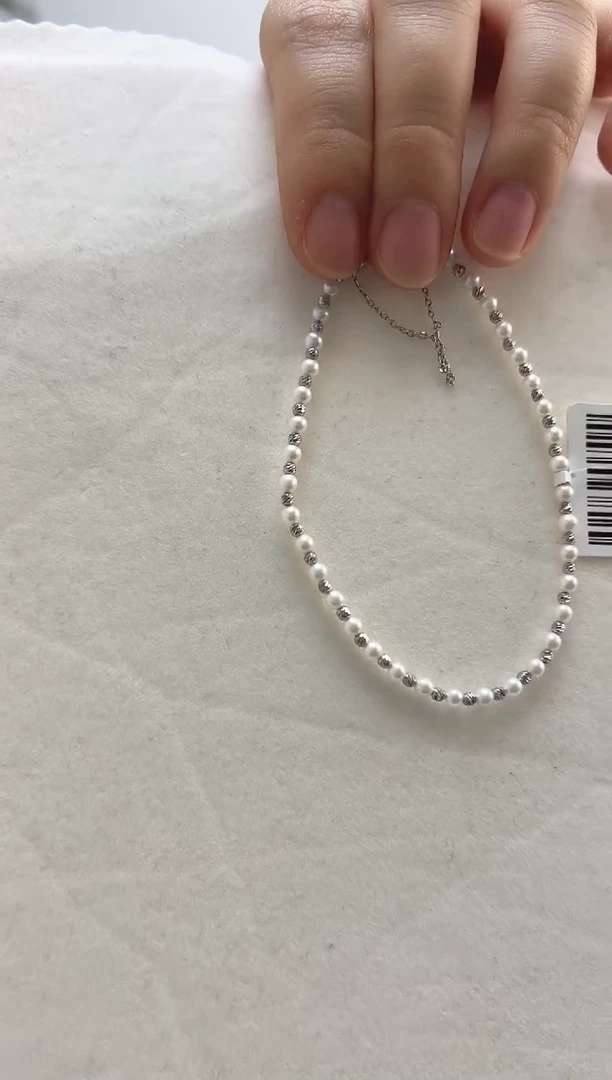 银S925镶嵌手链淡水珍珠3-4手链