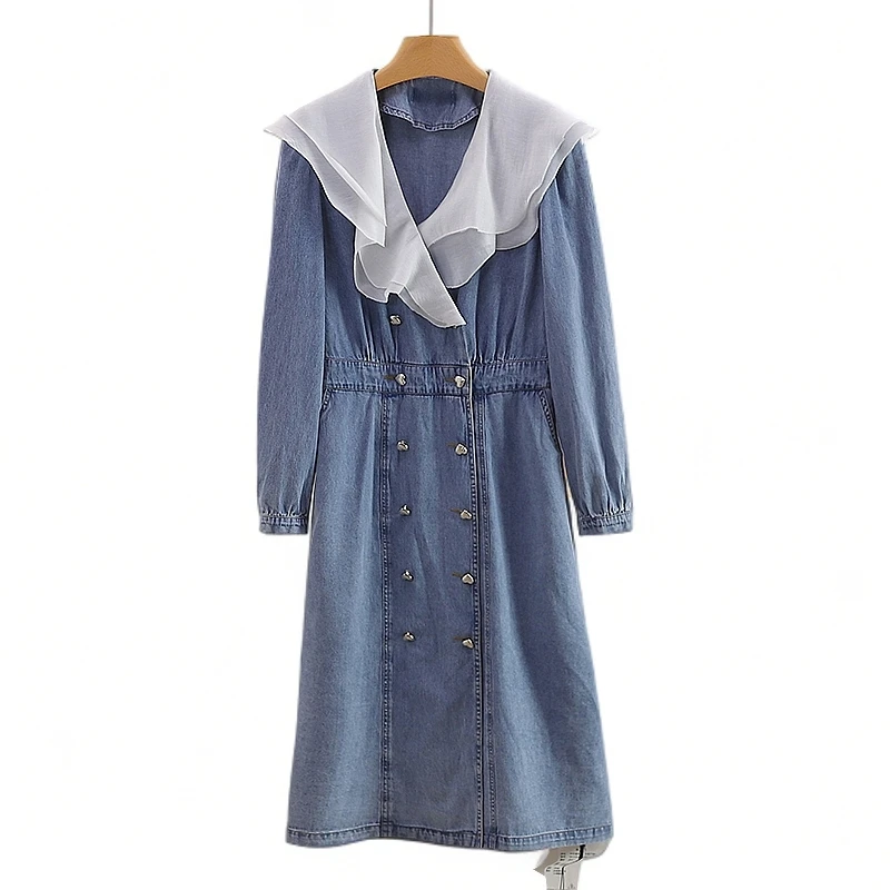 伍莎服饰云仓【妍】时尚雪纺拼接修身V领连衣裙