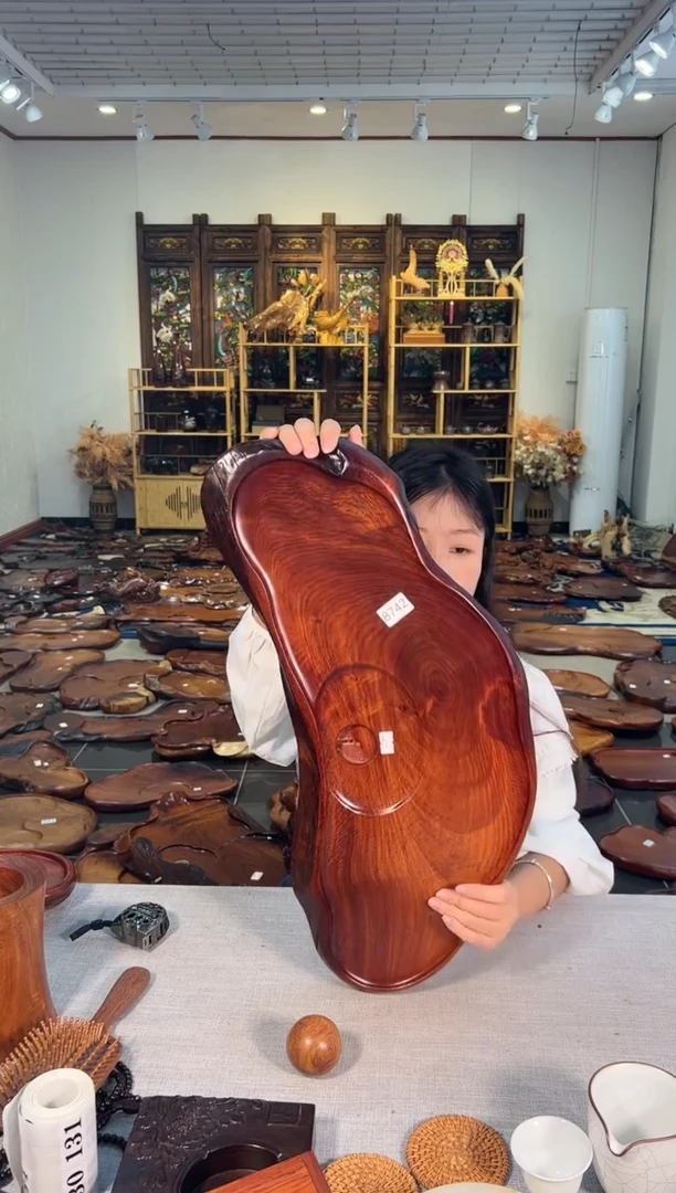 【闪购商品】大果紫檀（缅甸花梨）茶盘8742