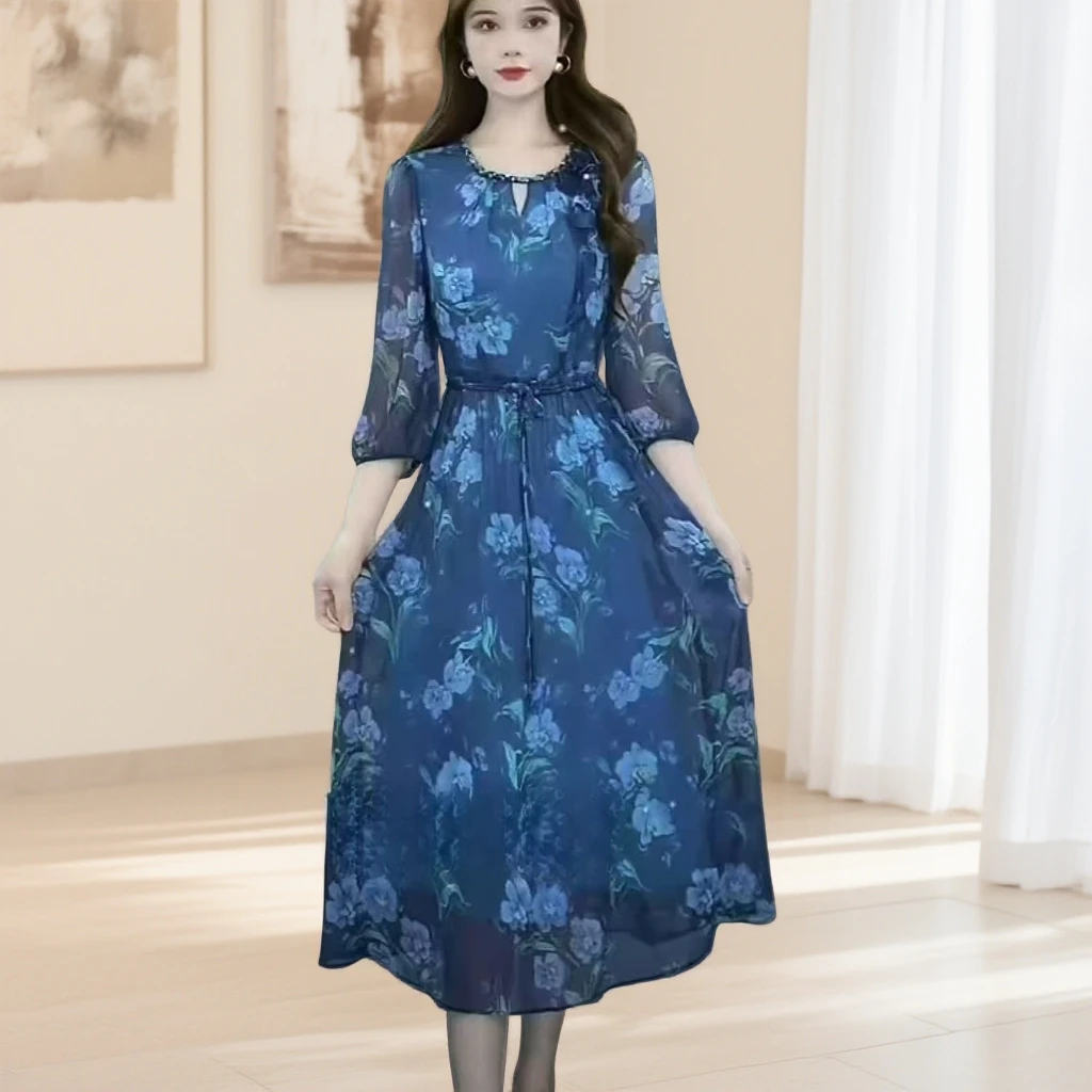 L078#【木兮兮专属】2026年春季新款气质显瘦百搭时尚花朵连衣裙