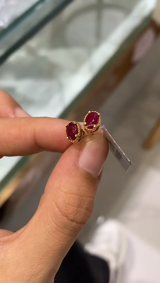 银S925镶嵌耳饰红宝石耳饰