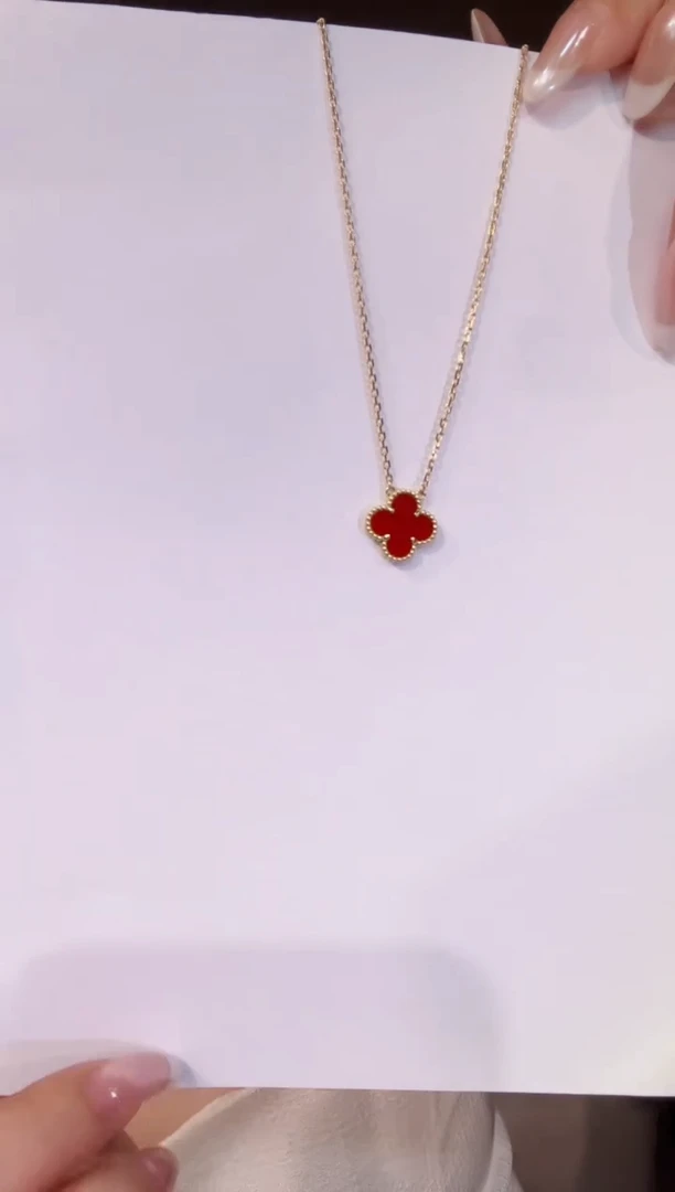 玛瑙/玉髓项链18K金镶嵌红色RZ