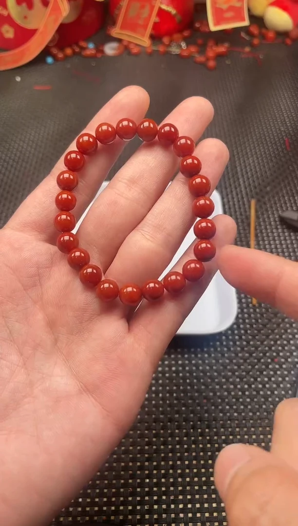 【闪购商品】南红玛瑙单珠未镶嵌3号柿子红卡8圆珠手串