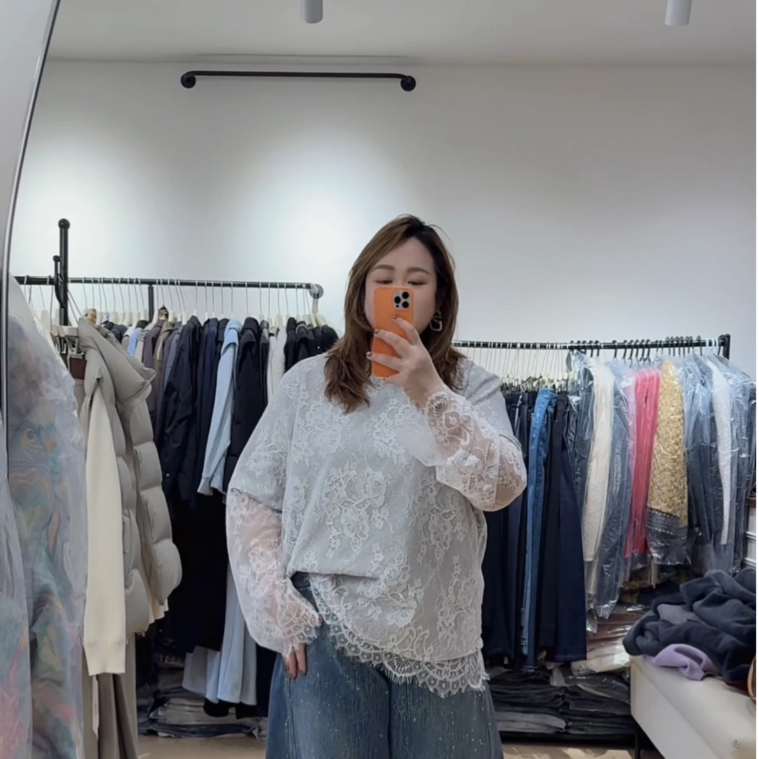 ◆安妮日记◆大码女装肉肉女孩冬季蕾丝加绒内搭打底衫上衣T