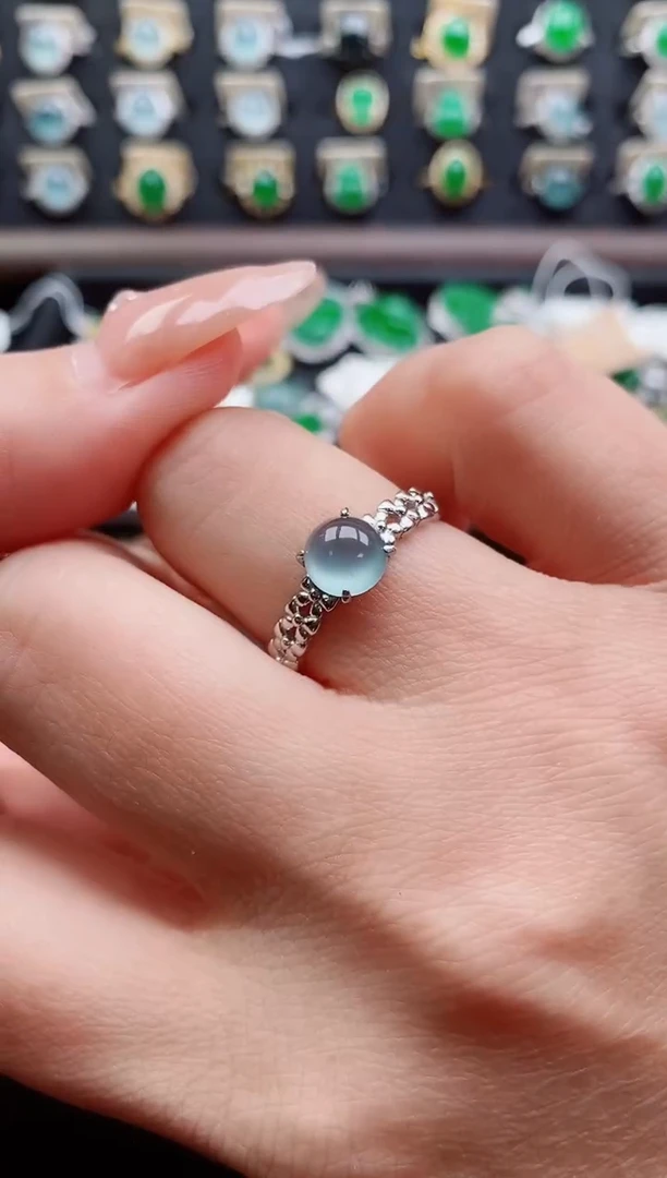 银S925镶嵌戒指翡翠1