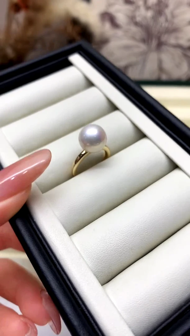 银S925镶嵌戒指淡水珍珠11-12mm