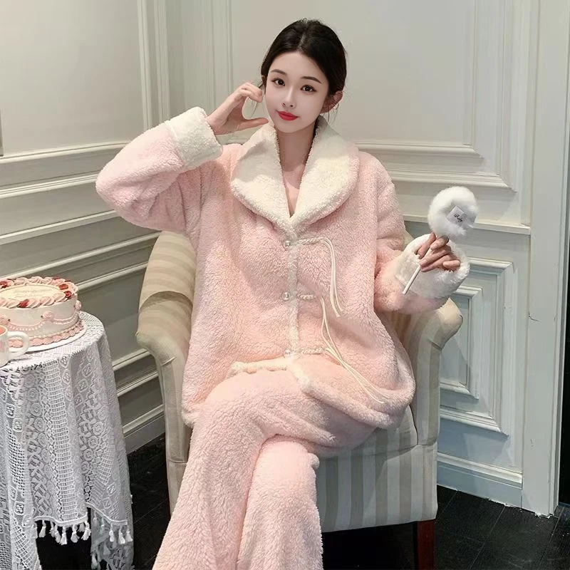 【蓄热型】加厚雪芙绒2024年秋冬季女睡衣新款中国风可外穿家居服17