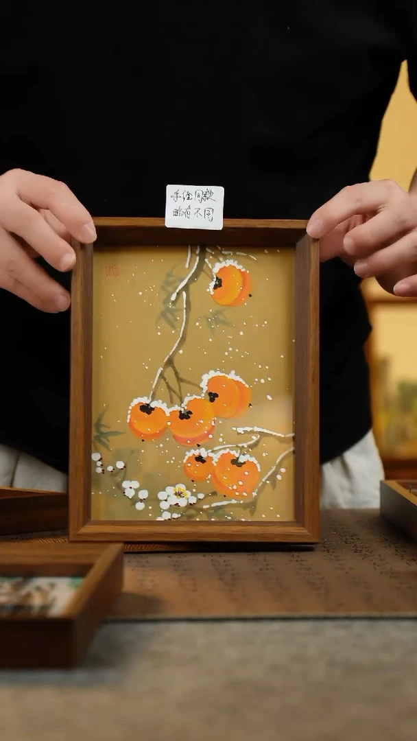 国画17*23纯手绘国风国画摆台
