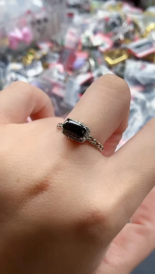 银S925镶嵌戒指翡翠天然A货缅甸翡翠