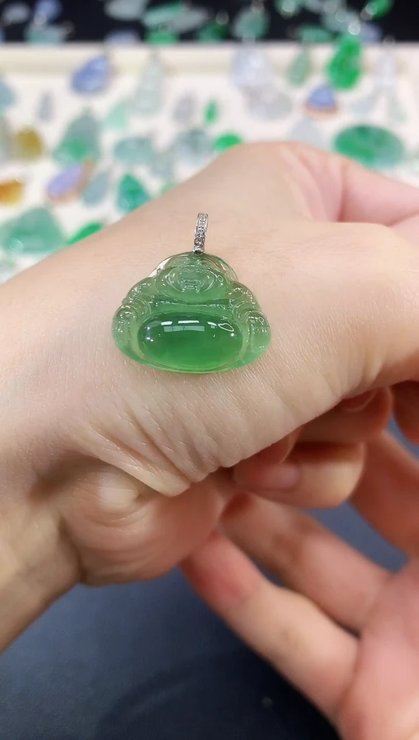 翡翠18K金镶嵌吊坠(不含链)佛公|2500