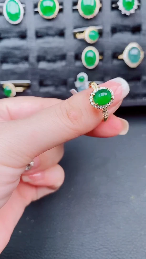 翡翠戒指银S925镶嵌天然a货翡翠463