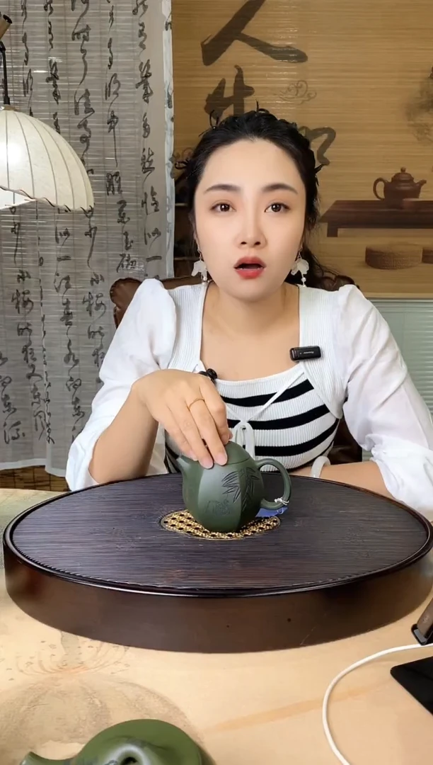 茶壶紫砂绿泥六方龙蛋