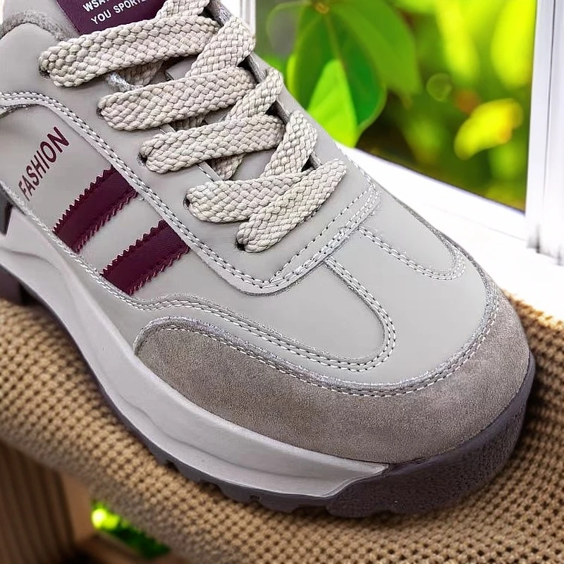 轩美诗2024新款阿甘鞋潮流拼接加绒厚底系带6412舒适时尚百搭女士