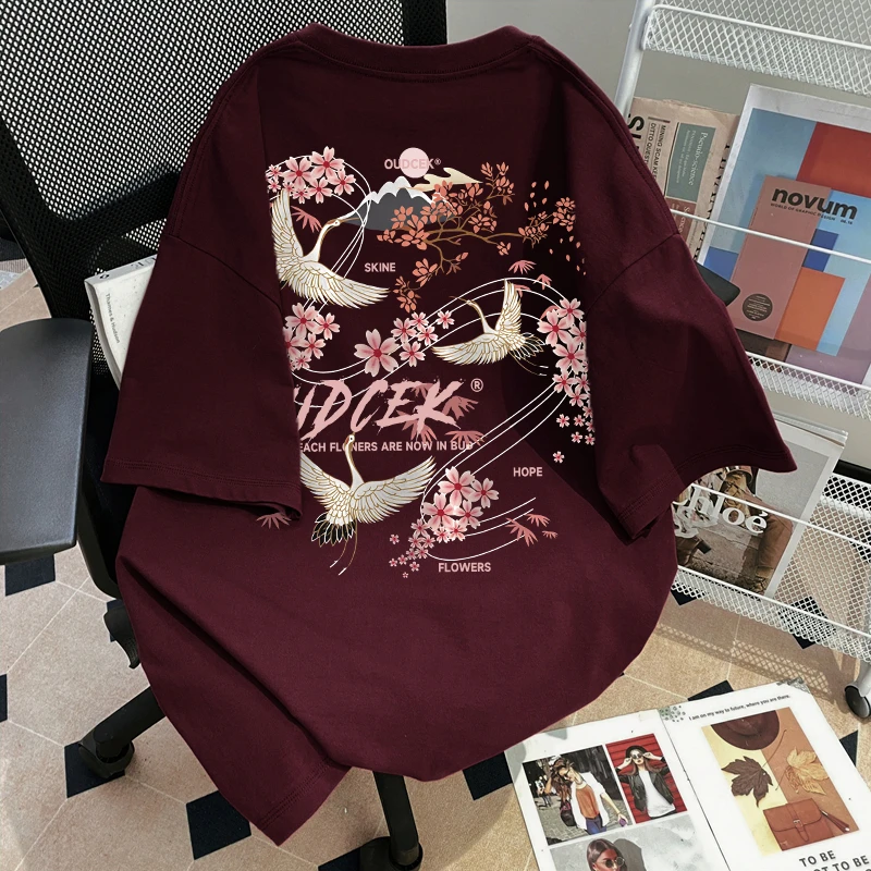 100%纯棉重磅夏日短袖T恤小众欧美风时尚潮牌oversize青春少年感