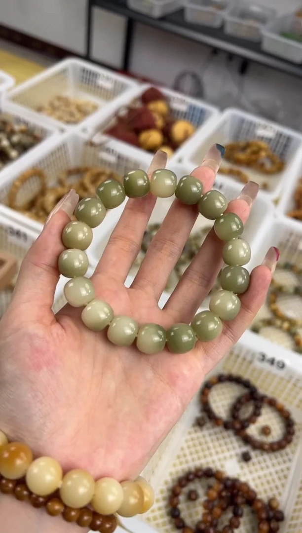 手串菩提根/象牙果卡13绿飘花桶珠手串345