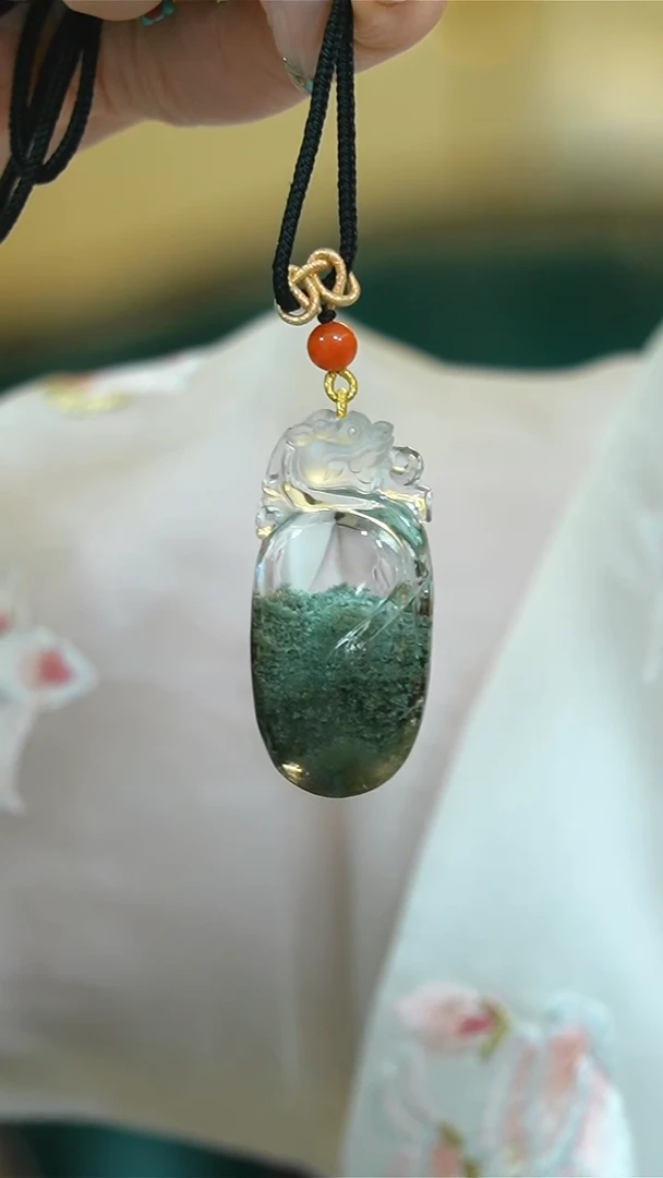 【闪购商品】水晶项链未镶嵌绿幽灵貔貅手工绳项链