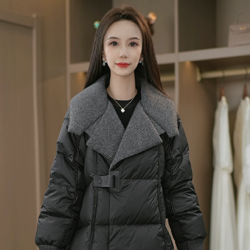 冬季高贵洋气优雅百搭大方减龄显瘦保暖白鸭绒羽绒服M-2XL