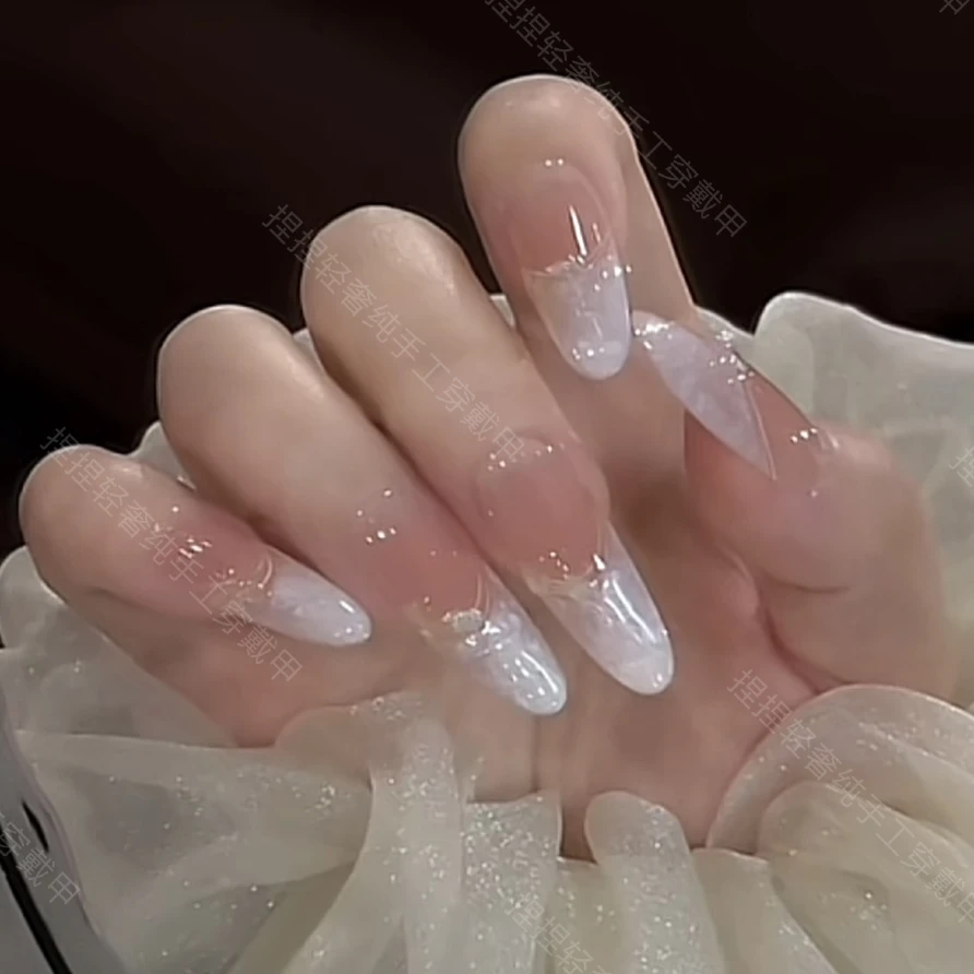 【奶芙芙】纯手工穿戴甲裸色系白开水法式温柔流动百搭捏捏穿戴甲