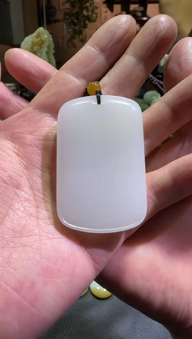 吊坠(赠链)未镶嵌和田玉天泰白玉无事牌（产地直发）