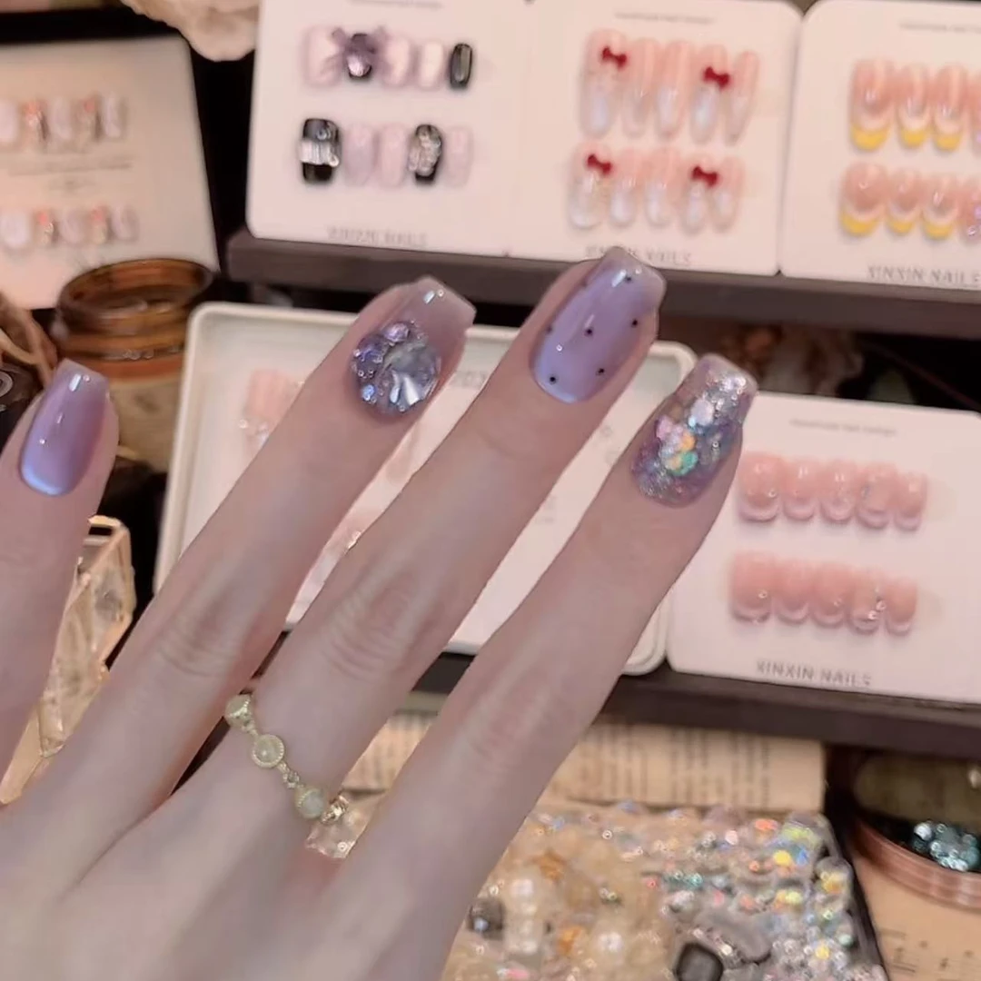 葡萄桃桃- painted clear bow 纯手工穿戴甲 10片装