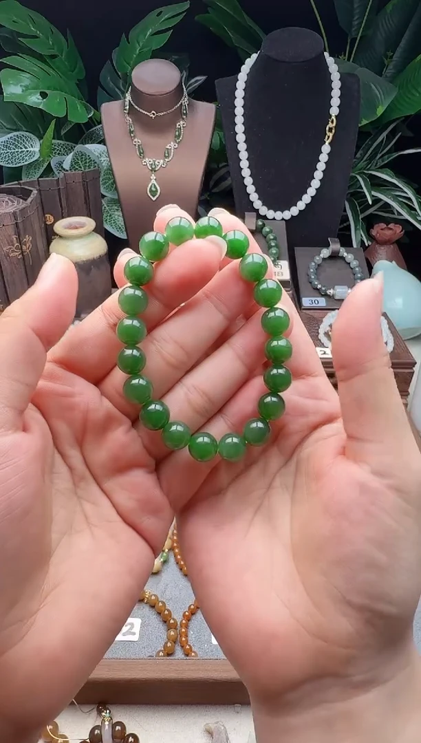 手链未镶嵌和田玉精品10m微微微黑俄料碧玉手串