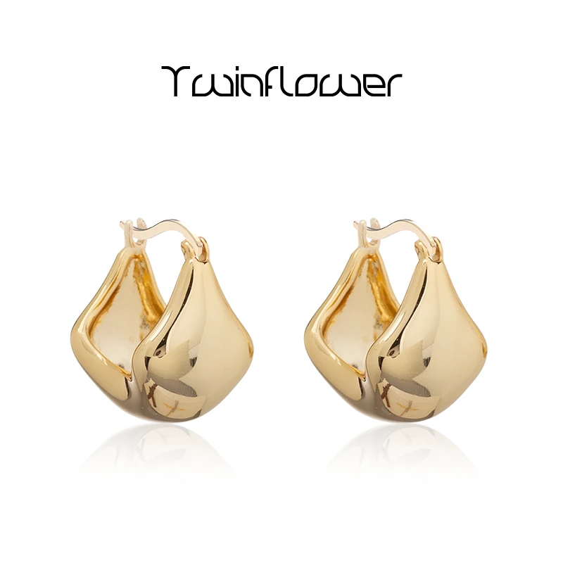 twinflower 铜合金耳饰 鞠婧祎同款小众百搭冷淡耳环菜篮子耳耳环