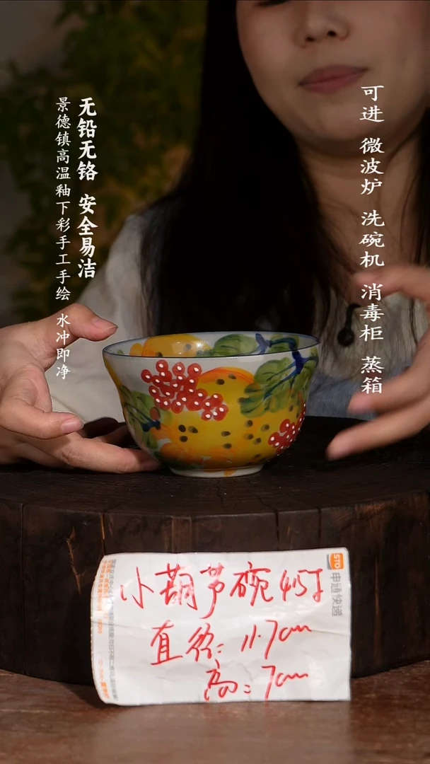 碗陶瓷景德镇高温瓷釉下彩手绘陶瓷