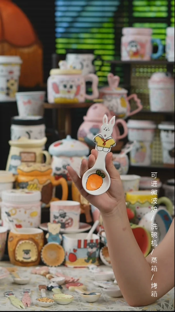 杯子景德镇高温釉下彩纯手绘创意瓷